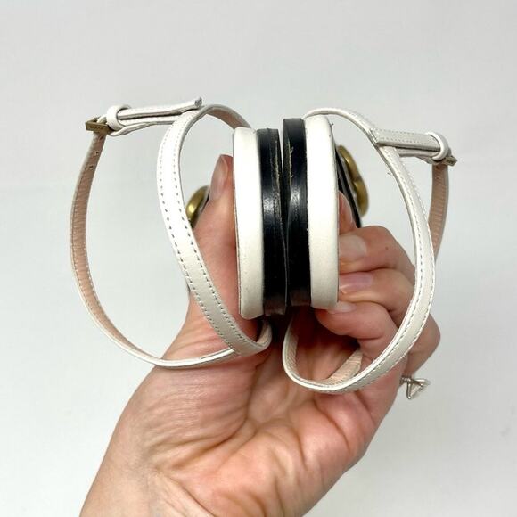 Gucci Marmont Interlocking GG Leather Ankle Strap Flat Sandals White Gold EU 36 - Picture 8 of 14